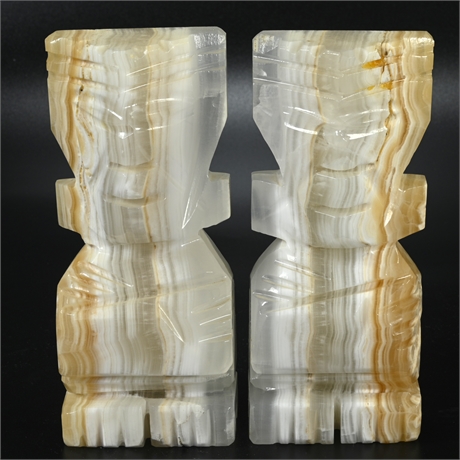 Carved Onyx Bookends