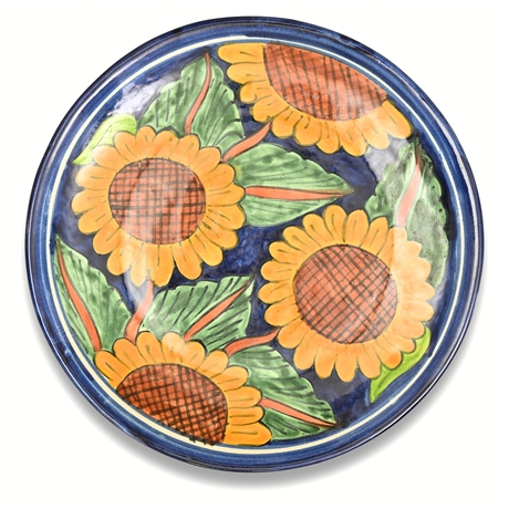 9.75" Radiant Hand-Painted Sunflower Art Plate – Vibrant Folk Ceramic