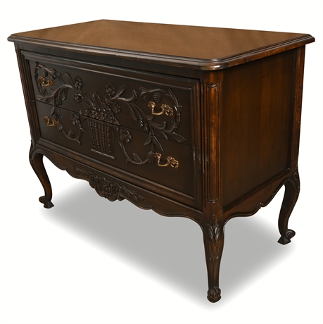 French Louis XV-Style Carved Wood Commode with Cabriole Legs