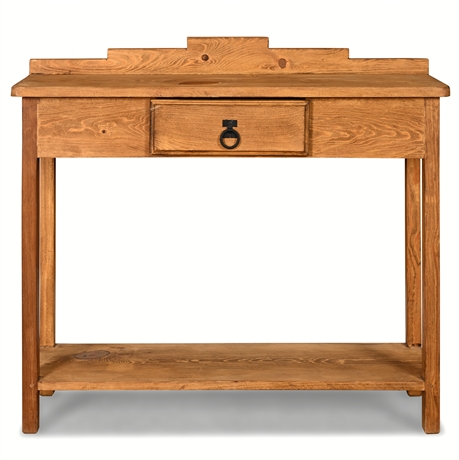 Handcrafted Mexican Pine Console Table with Drawer & Shelf – Rustic Design