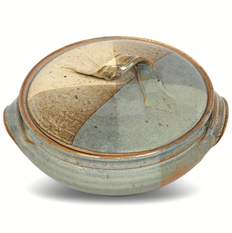 Vintage Hanselmann Pottery Stoneware Lidded Dish with Handles