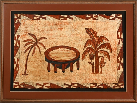 Hawaiian Saipo Painting on Barkcloth