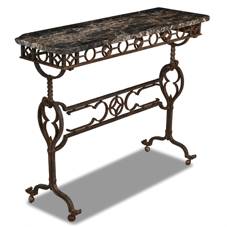 Italian Wrought-Iron and Marble Console Table