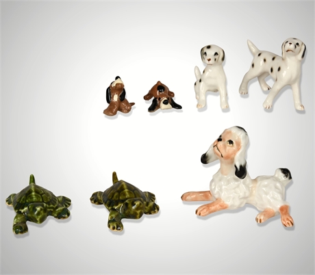 Miniature Hand-Blown Glass Animal Figurines – 7 Pc, Dogs & Turtles