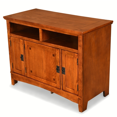 Mission Style 42" Oak TV Stand – Adjustable Storage