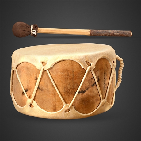 Taos Pueblo Hide Frame Drum & Mallet