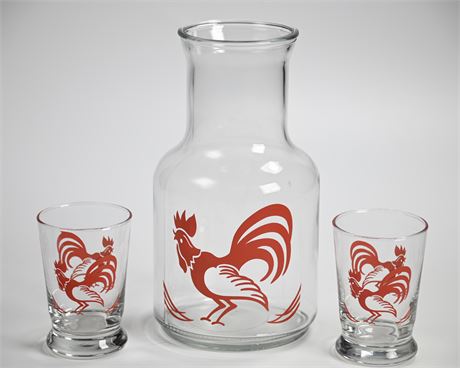 Mid-Century Rooster Themed Juice Set