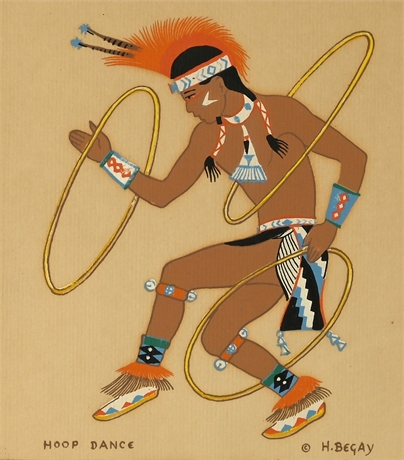 Harrison Begay Diné "Hoop Dance" Serigraph, Framed (1962)