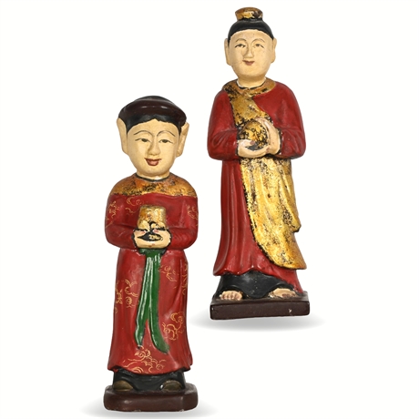 Hand-Painted and Carved Vietnamese Monk Figurines