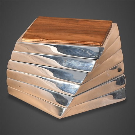 Nambé Lou Henry MT0021 Wood & Metal Coasters, Set of 6