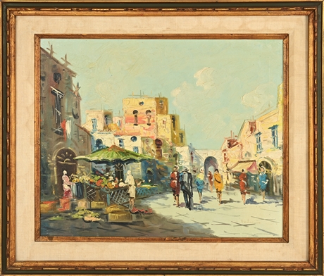 Mid-Century Street Scene - Original Oil