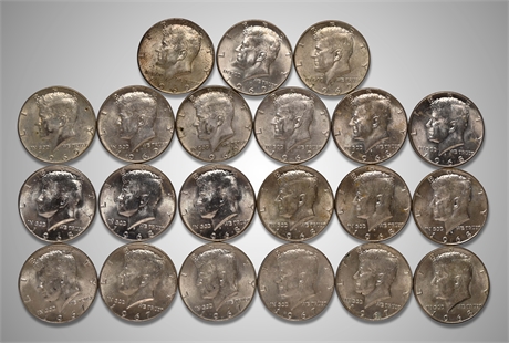 (21) Late 60's Silver Kennedy Half Dollars