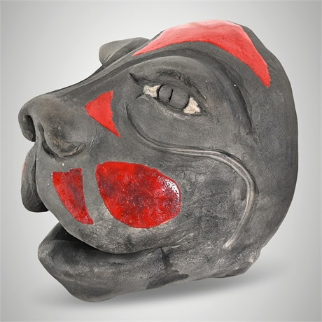 Milette Lanphere ML Ceramic Mask Wall Sculpture Black Red