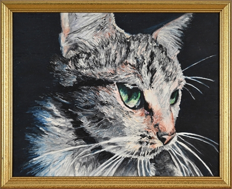 Amanda DePriest "Tanner" Oil Pastel Cat Portrait, Signed & Dated 2015