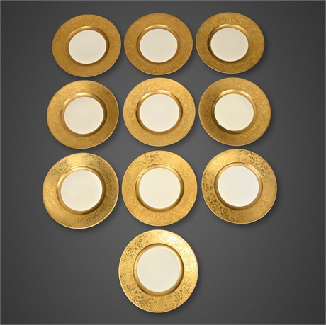 Epiag Czechoslovakia Gold Gilt Plates 10pc Set 10.6"