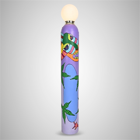 Daniel Fenelon "Wavedog" Hand-Painted Cylinder Floor Lamp Sculpture, 1985​​​​​​​