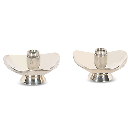 Pair of Camusso Solid Sterling Modernist Candleholders — Peru