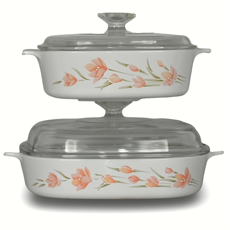 Corning 'Peach Floral' Casserole Baking Dish Set