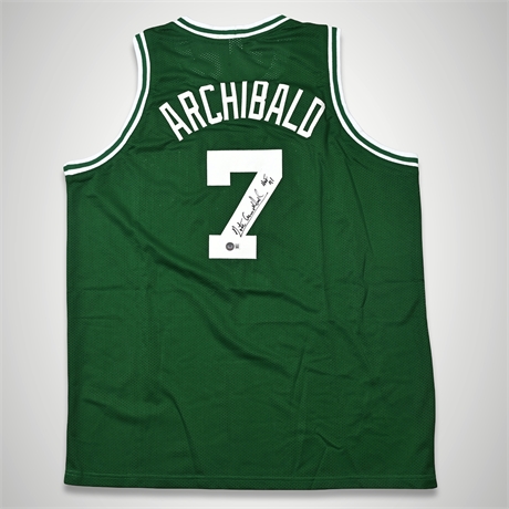Nate “Tiny” Archibald Signed Boston Celtics Jersey – Beckett Witnessed, HOF ’91,
