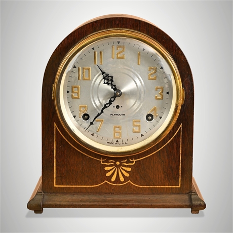 Plymouth Clock Co. Inlaid Beehive Mantel Clock, 8-Day No. 891 Movement