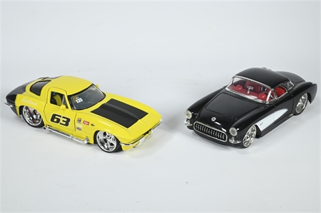 1957 and 1963 Chevy Corvette Diecast Model Cars