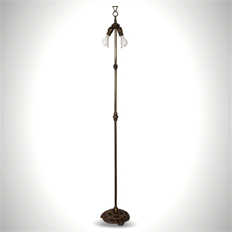 Antique Brass Floor Lamp with Cast Iron Base — 65" Height
