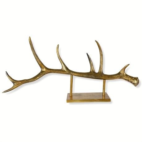 Rustic Aged Golden Bronze Metal Rocky Mountain Elk Antler Mantle or Dining Table