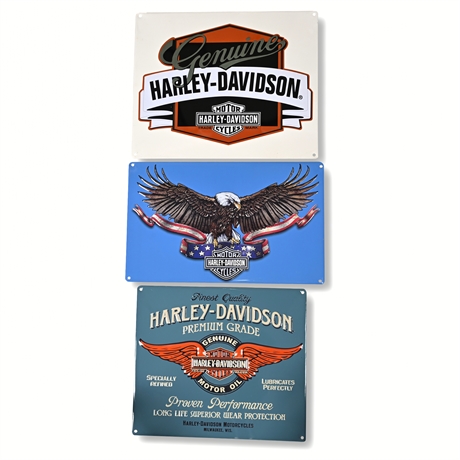 (3) Harley-Davidson© Embossed Steel Signs — Ande Rooney Licensed Collectibles