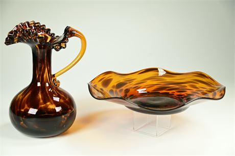 Blown Glass Bowl and Pitcher