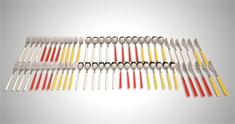 Heller Flatware by Massimo Vignelli — 63-Piece Color Handle Set, 1970s