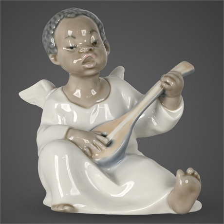 Lladró #4537 Angel Figurine – Cherub with Mandolin, Spain