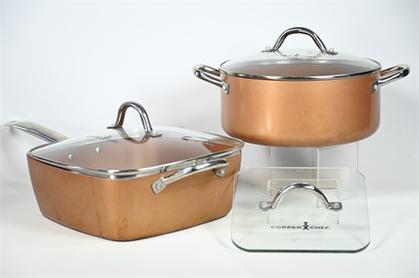Pair Copper Chef Pots