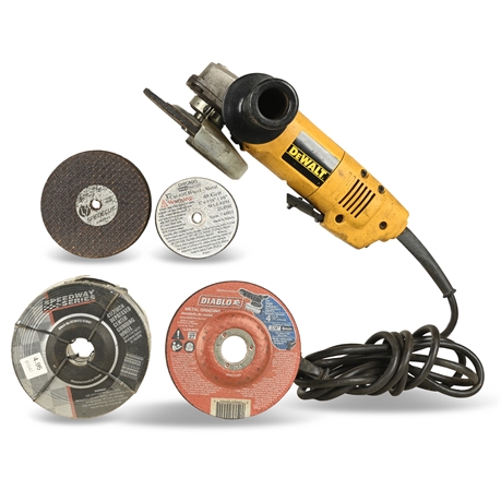 DeWalt 4 1/2" Angle Grinder DW402 with Assorted Cutting and Grinding Wheels