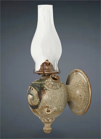 Vintage Stoneware Wall Mount Oil Lamp