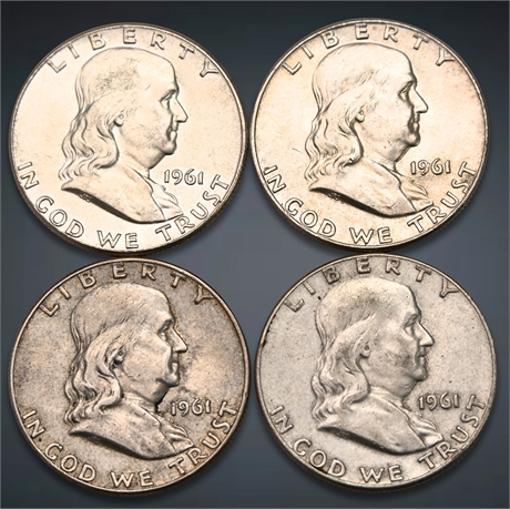 1961 (4) Franklin Silver Half Dollars