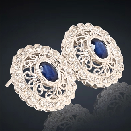 14K Diamond & Sapphire Earrings