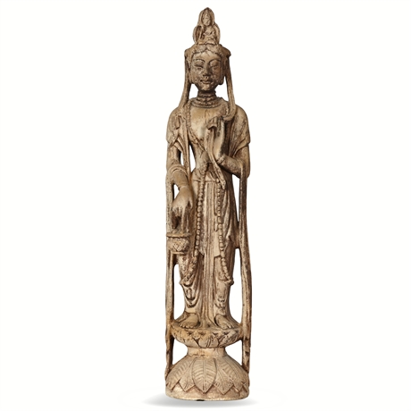 26.5" Antique-Style Asian Bodhisattva Garden Statue