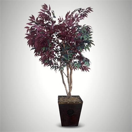 4' 9" Artificial Decorative Tree in Ornate Wooden Planter