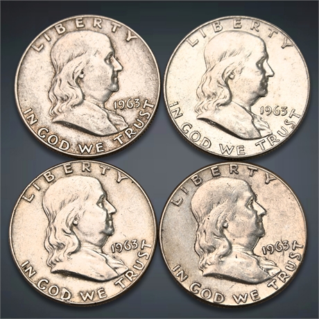 1963 (4) Franklin Silver Half Dollars