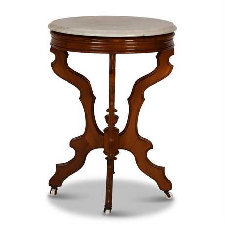 Victorian Eastlake Style Marble Top Parlor Side Table