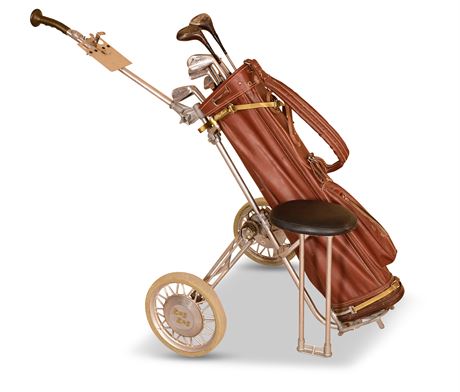 Bag Boy De Luxe Golf Caddy with Golf Bag and Clubs