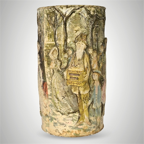 Francis Saint-Marc Papier-Mâché Umbrella Stand — Parisian Scene, c.1950s