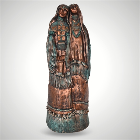 Teissedre Designs Native American Cast Sculpture — 21.25" Tall, 27 lbs