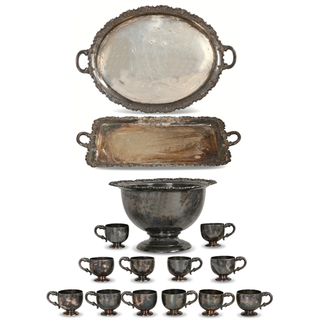 Antique Alt-Heidelberg Punch Bowl Set