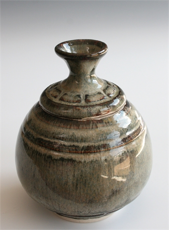Richard Adkisson 'Handcrafted Lidded Ceramic Pot'