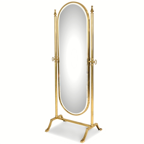 Vintage Brass Cheval Mirror