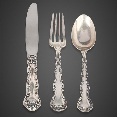 Gorham Strasbourg Sterling Flatware Set — 3 Pcs, Maker Marked