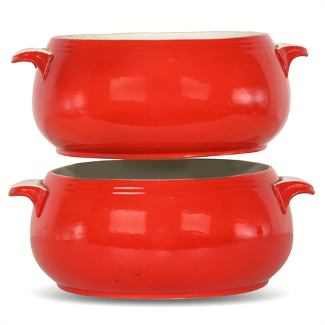Vintage Hall’s Pert Chinese Red Ceramic Casserole Dishes