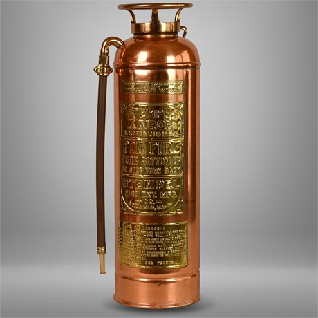 Antique Copper & Brass STEMPEL AARON Fire Extinguish
