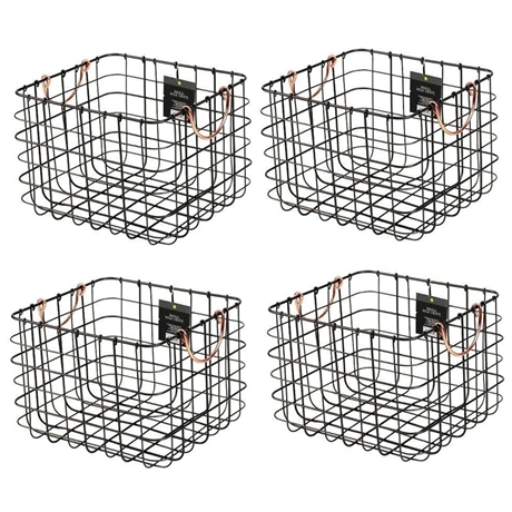Threshold™ Steel Storage Bins w/ Copper Handles – Lot of 4